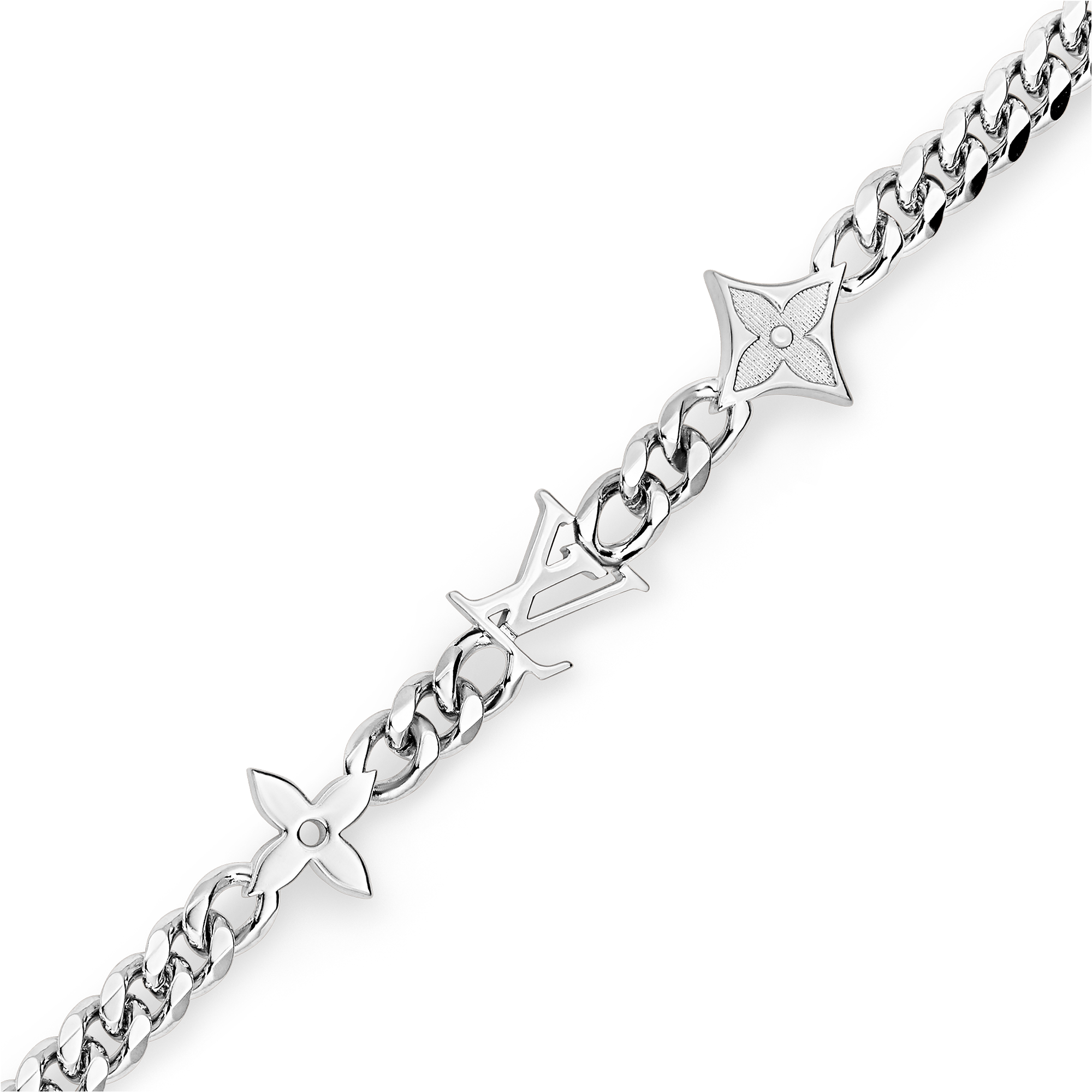 LV*MNG Row ロゴモノグラムチェーンシルバーブレスレット M1407A Monogram Row Bracelet S00 - Men - Fashion Jewelry | LOUIS